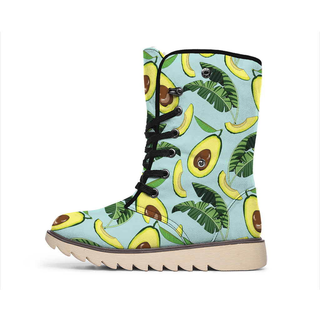 Banana Leaf Avocado Pattern Print Winter Boots