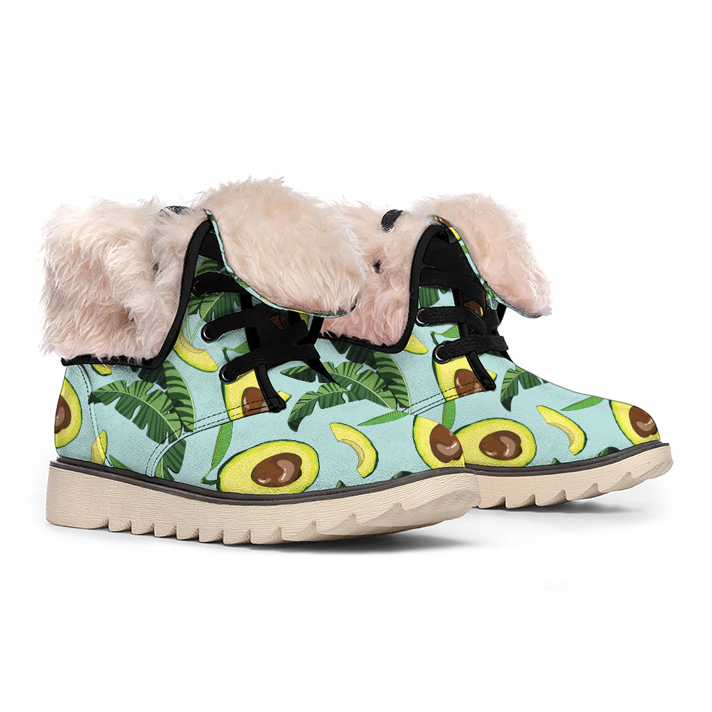 Banana Leaf Avocado Pattern Print Winter Boots