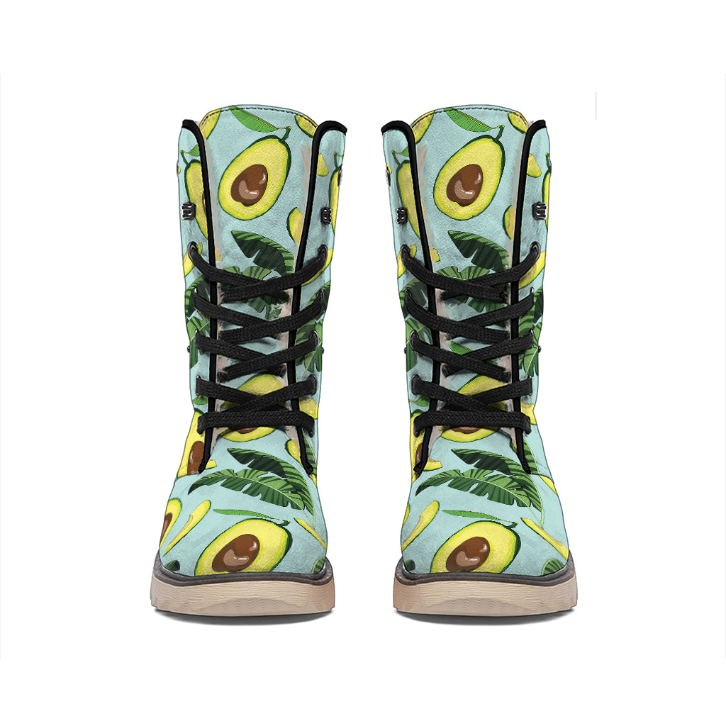 Banana Leaf Avocado Pattern Print Winter Boots