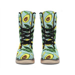 Banana Leaf Avocado Pattern Print Winter Boots