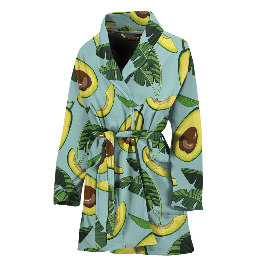 Banana Leaf Avocado Pattern Print Women's Bathrobe