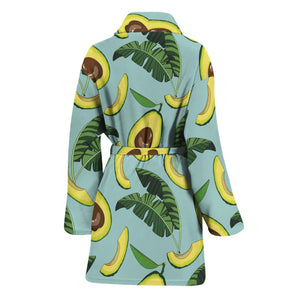 Banana Leaf Avocado Pattern Print Women's Bathrobe