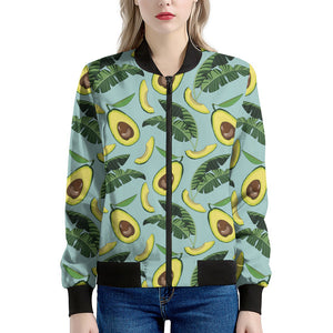 Banana Leaf Avocado Pattern Print Women's Bomber Jacket