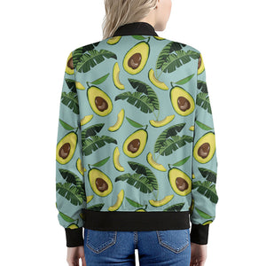 Banana Leaf Avocado Pattern Print Women's Bomber Jacket