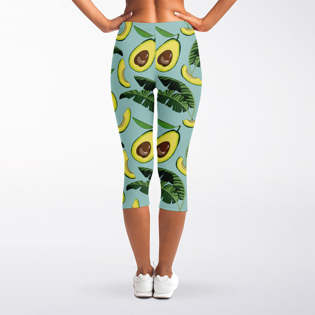 Banana Leaf Avocado Pattern Print Women's Capri Leggings