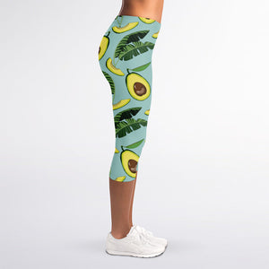 Banana Leaf Avocado Pattern Print Women's Capri Leggings