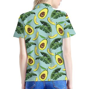 Banana Leaf Avocado Pattern Print Women's Polo Shirt