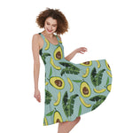 Banana Leaf Avocado Pattern Print Women's Sleeveless Dress