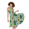 Banana Leaf Avocado Pattern Print Women's Sleeveless Dress