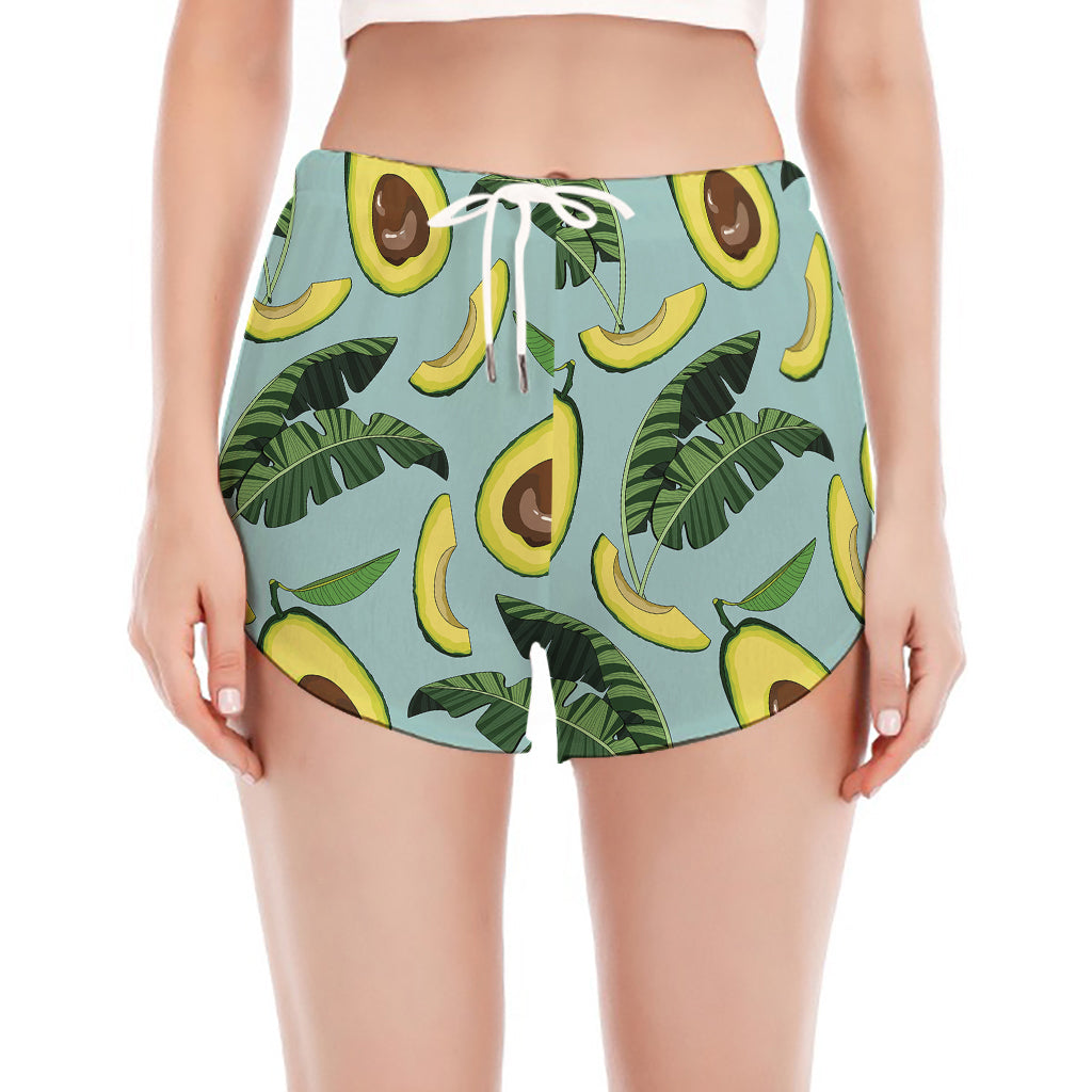 Banana Leaf Avocado Pattern Print Women's Split Running Shorts