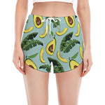 Banana Leaf Avocado Pattern Print Women's Split Running Shorts