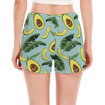 Banana Leaf Avocado Pattern Print Women's Split Running Shorts