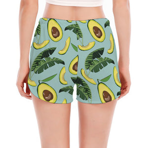 Banana Leaf Avocado Pattern Print Women's Split Running Shorts