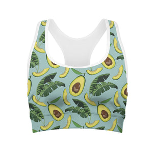 Banana Leaf Avocado Pattern Print Women's Sports Bra