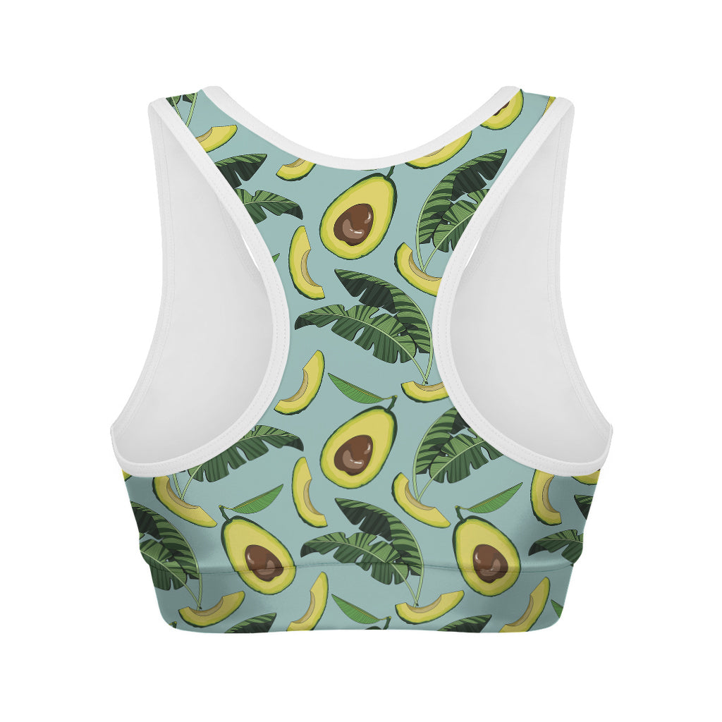 Banana Leaf Avocado Pattern Print Women's Sports Bra