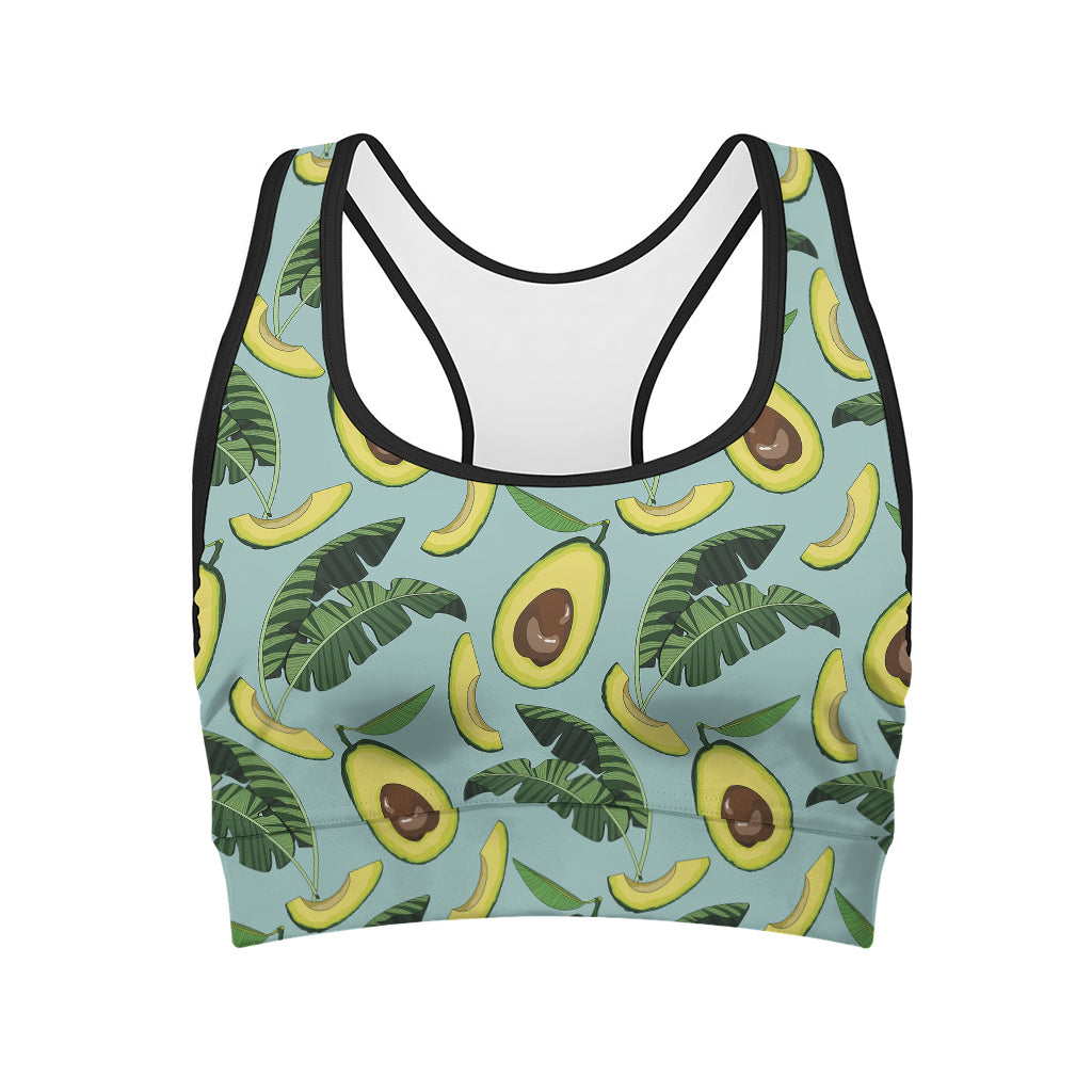 Banana Leaf Avocado Pattern Print Women's Sports Bra