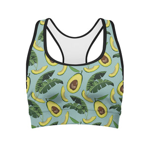 Banana Leaf Avocado Pattern Print Women's Sports Bra