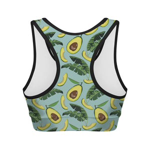 Banana Leaf Avocado Pattern Print Women's Sports Bra