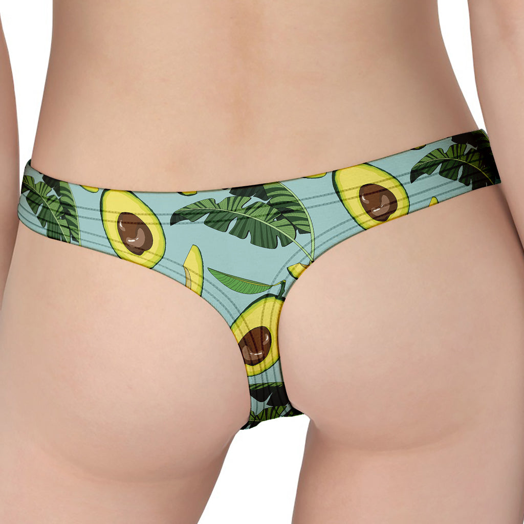 Banana Leaf Avocado Pattern Print Women's Thong