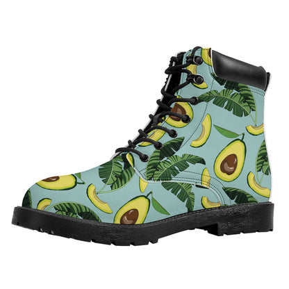 Banana Leaf Avocado Pattern Print Work Boots