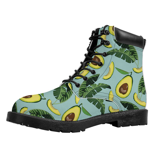 Banana Leaf Avocado Pattern Print Work Boots