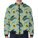 Banana Leaf Avocado Pattern Print Zip Sleeve Bomber Jacket