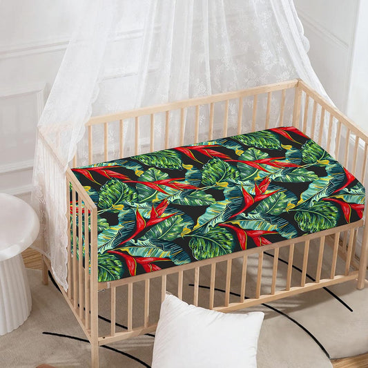 Banana Leaf Hawaiian Pattern Print Baby Crib Sheet