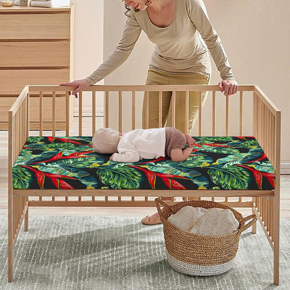 Banana Leaf Hawaiian Pattern Print Baby Crib Sheet