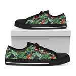 Banana Leaf Hawaiian Pattern Print Black Low Top Sneakers