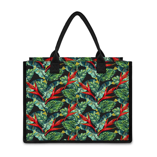 Banana Leaf Hawaiian Pattern Print Canvas Tote Bag