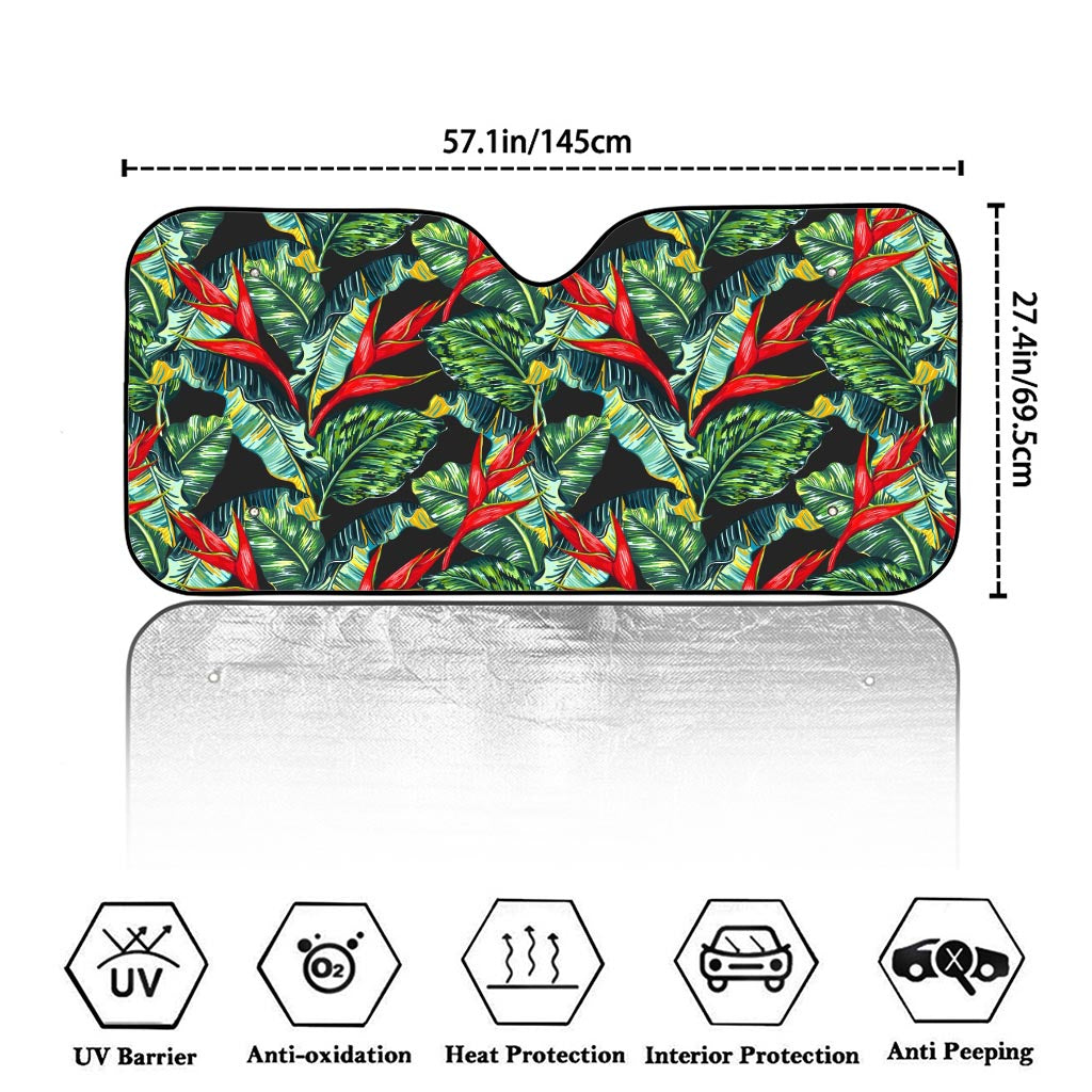 Banana Leaf Hawaiian Pattern Print Car Windshield Sun Shade