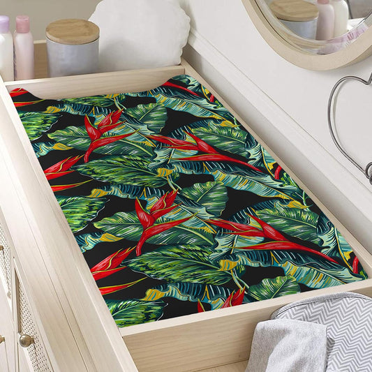 Banana Leaf Hawaiian Pattern Print Changing Pad Cover