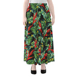 Banana Leaf Hawaiian Pattern Print Chiffon Maxi Skirt