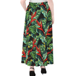 Banana Leaf Hawaiian Pattern Print Chiffon Maxi Skirt