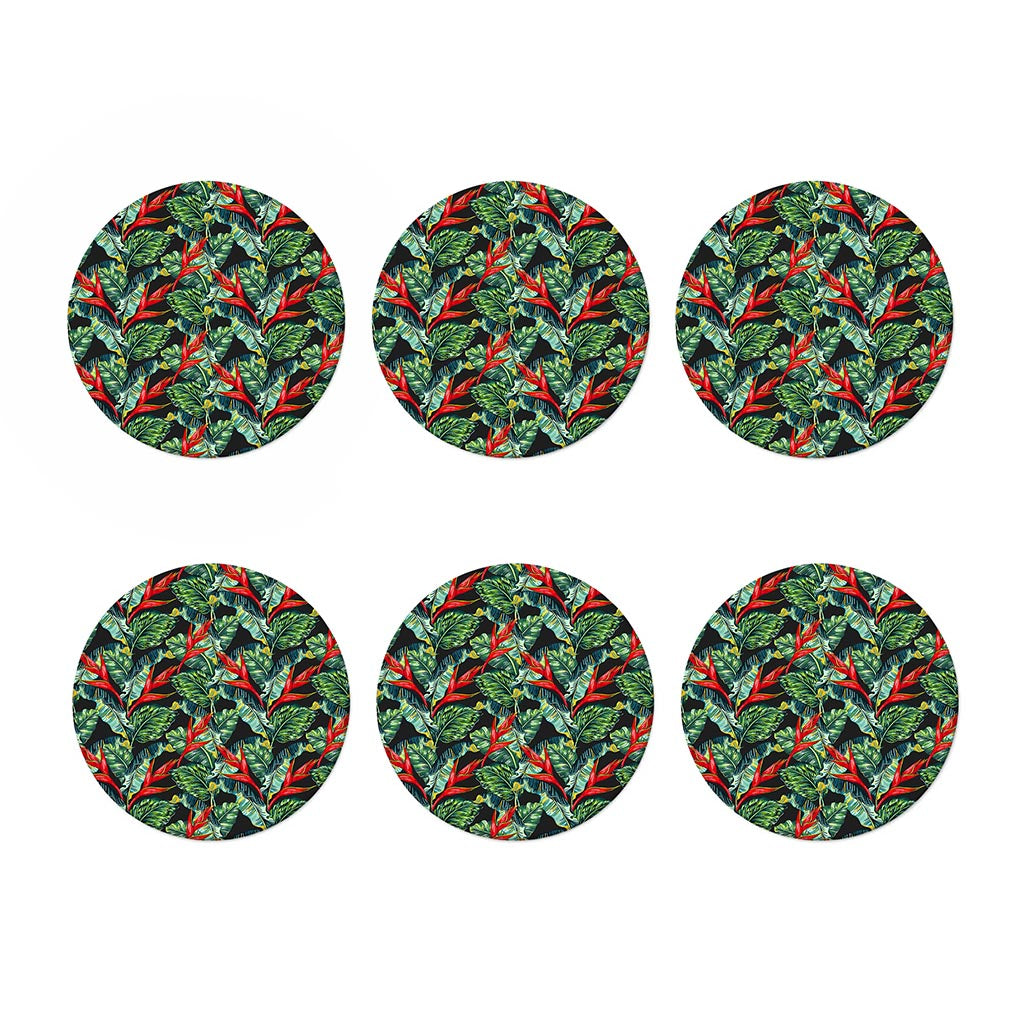 Banana Leaf Hawaiian Pattern Print Coaster Set