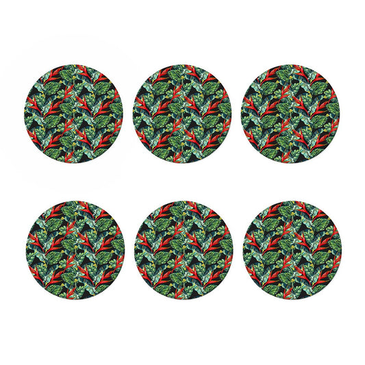 Banana Leaf Hawaiian Pattern Print Coaster Set