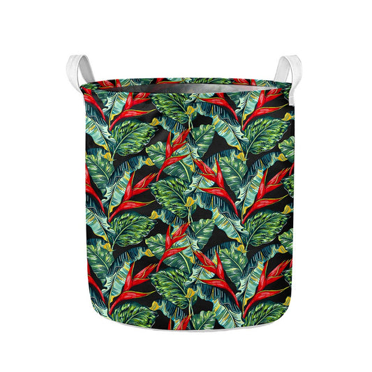 Banana Leaf Hawaiian Pattern Print Collapsible Laundry Basket