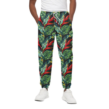 Banana Leaf Hawaiian Pattern Print Cotton Pants