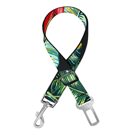 Banana Leaf Hawaiian Pattern Print Dog Seat Belt