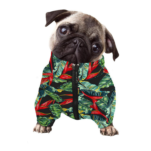 Banana Leaf Hawaiian Pattern Print Dog Zip Up Jacket