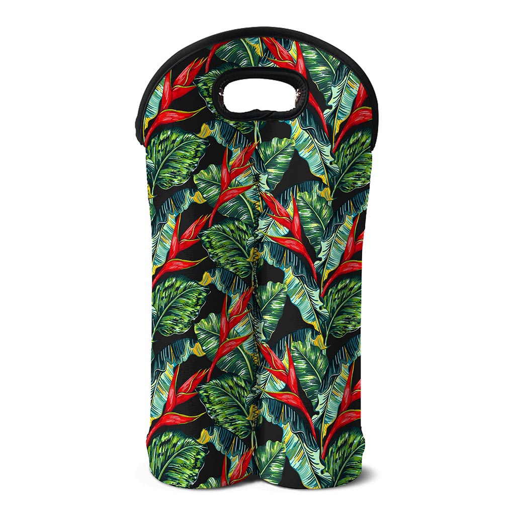 Banana Leaf Hawaiian Pattern Print Double Neoprene Wine Tote
