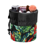 Banana Leaf Hawaiian Pattern Print Drawstring Makeup Bag