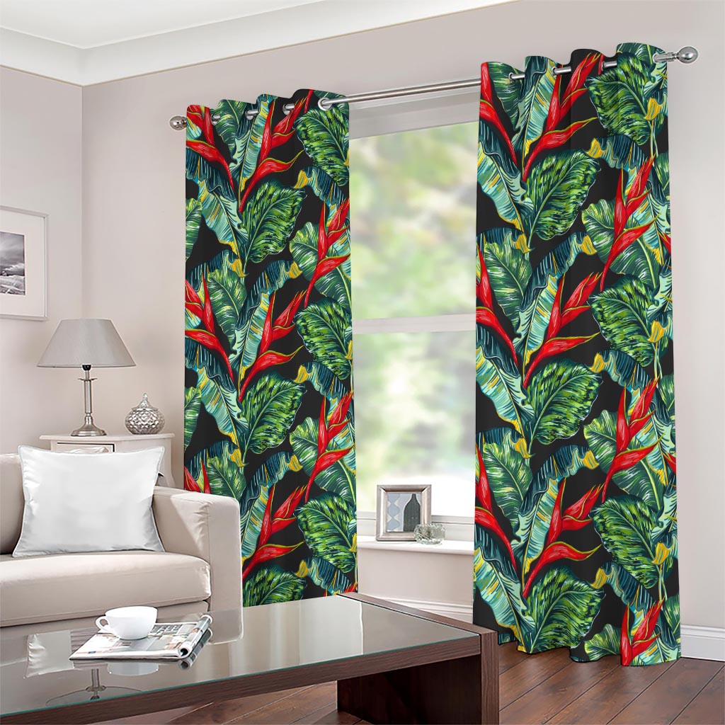 Banana Leaf Hawaiian Pattern Print Extra Wide Grommet Curtains