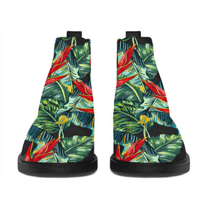 Banana Leaf Hawaiian Pattern Print Flat Ankle Boots