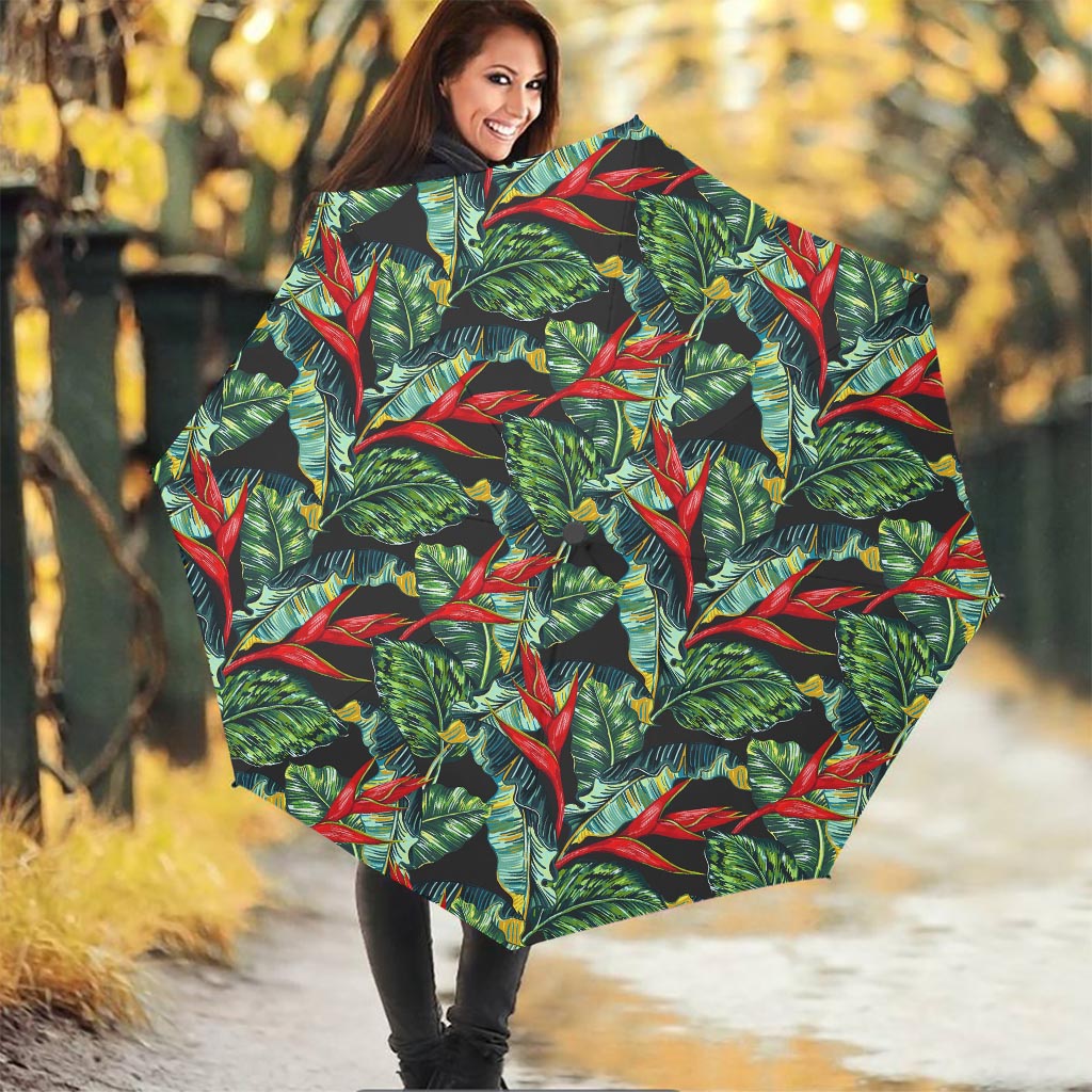 Banana Leaf Hawaiian Pattern Print Foldable Umbrella