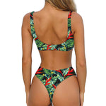 Banana Leaf Hawaiian Pattern Print Front Bow Tie Bikini