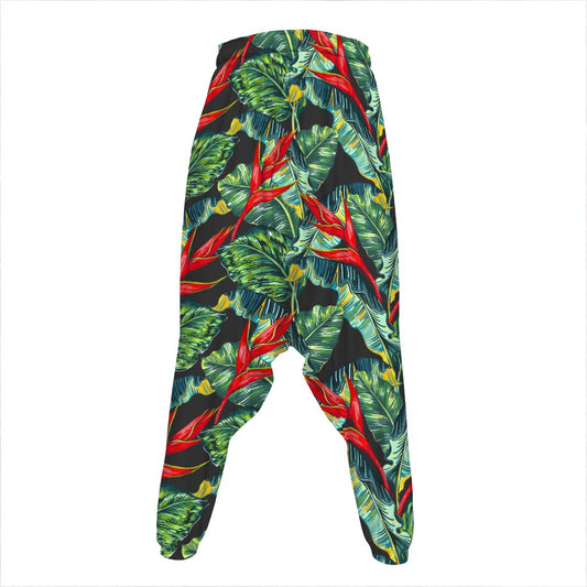 Banana Leaf Hawaiian Pattern Print Hammer Pants