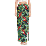 Banana Leaf Hawaiian Pattern Print High Slit Maxi Skirt