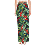 Banana Leaf Hawaiian Pattern Print High Slit Maxi Skirt