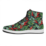 Banana Leaf Hawaiian Pattern Print High Top Leather Sneakers